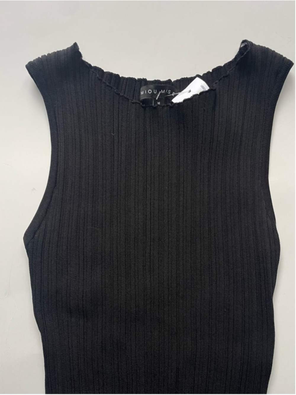 Miou Muse Ribbed Off-Shoulder Midi Dress Medium | Black | Stretch Knit - Picture 10 of 10